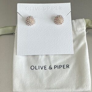 Olive & Piper Gold and White Cluster Earrings